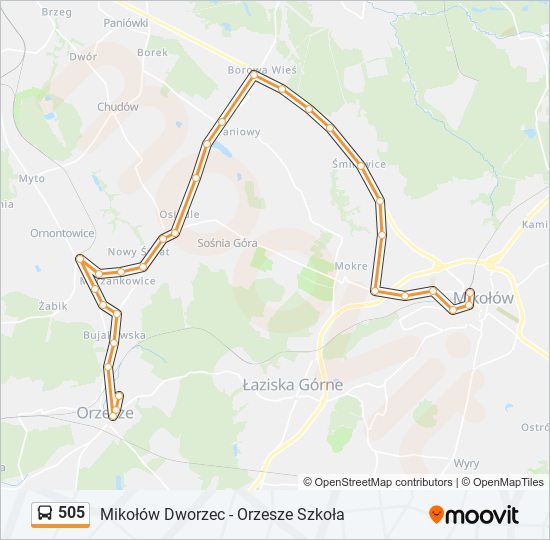 505 bus Line Map