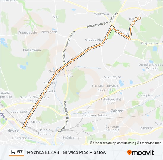 57 bus Line Map