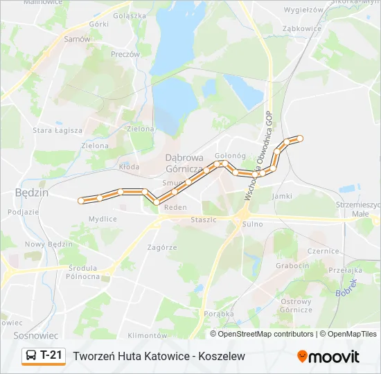 T-21 Bus Line Map
