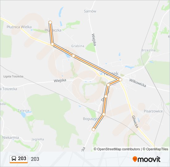 203 bus Line Map