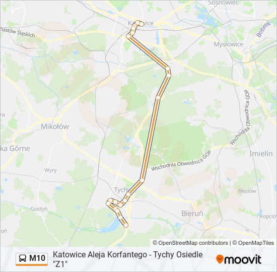 M10 bus Line Map