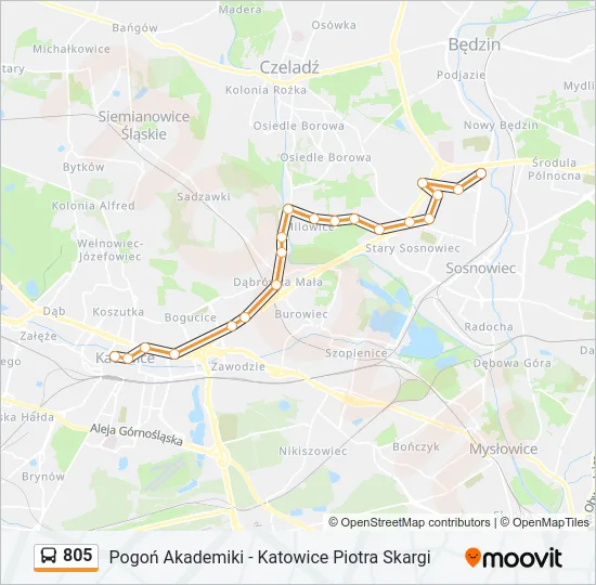 Автобус 805: карта маршрута