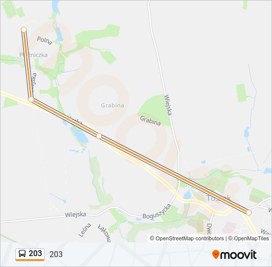 203 bus Line Map