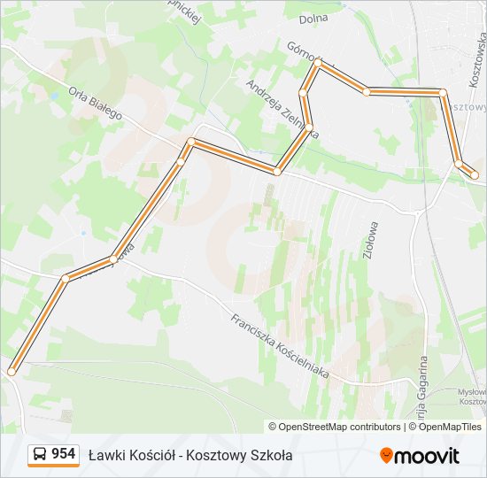 954 bus Line Map