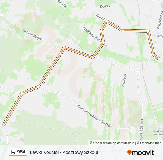 954 Bus Line Map