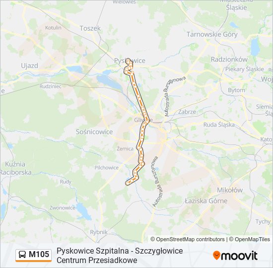 M105 bus Line Map