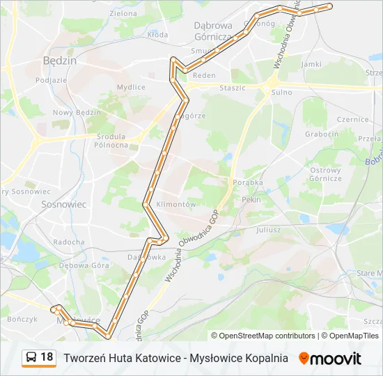 Автобус 18: карта маршрута