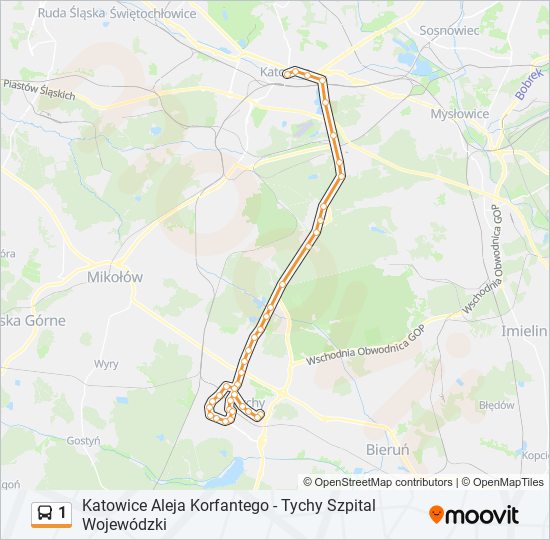 Автобус 1: карта маршрута