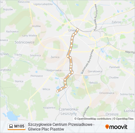 M105 bus Line Map