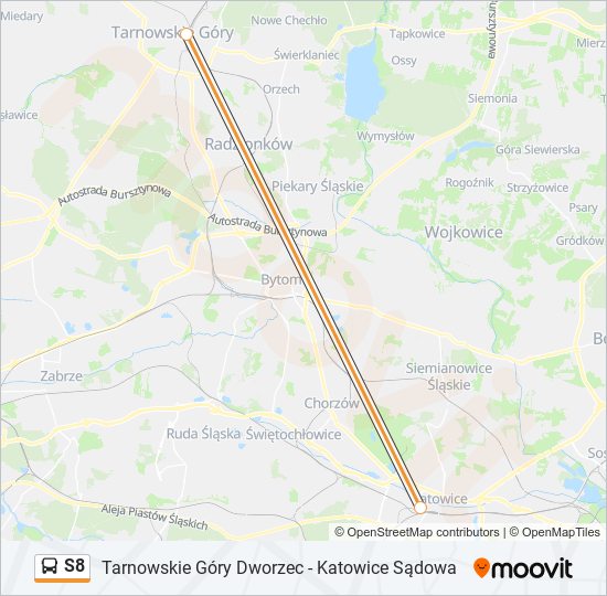 Автобус S8: карта маршрута
