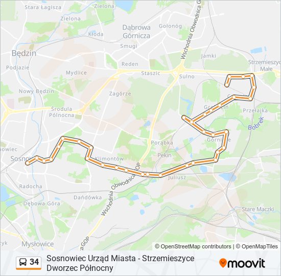 34 bus Line Map