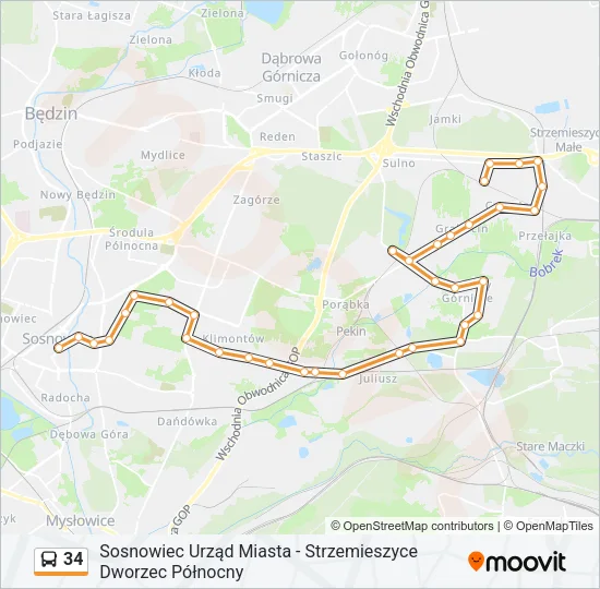 Автобус 34: карта маршрута