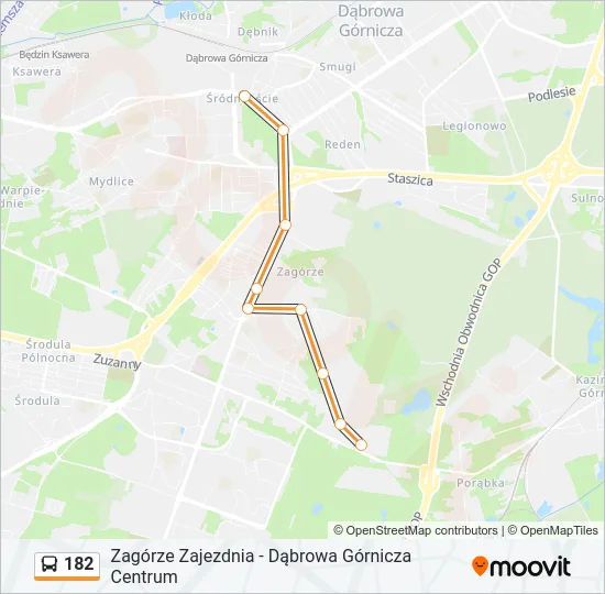 Автобус 182: карта маршрута