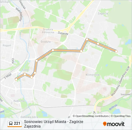 Автобус 221: карта маршрута