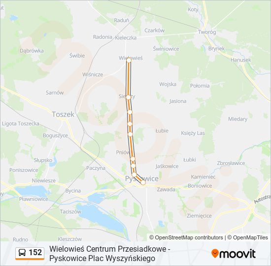 152 bus Line Map