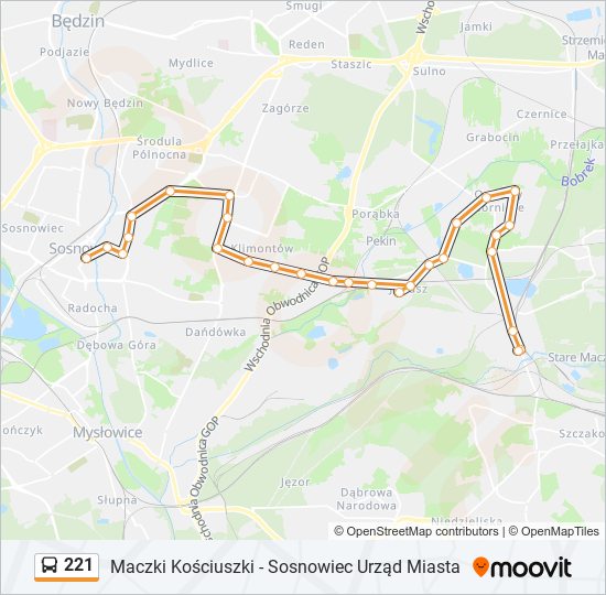 221 bus Line Map