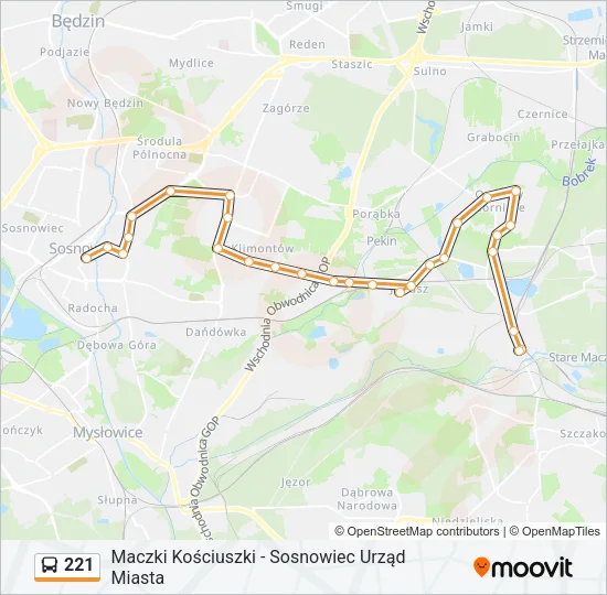 Автобус 221: карта маршрута