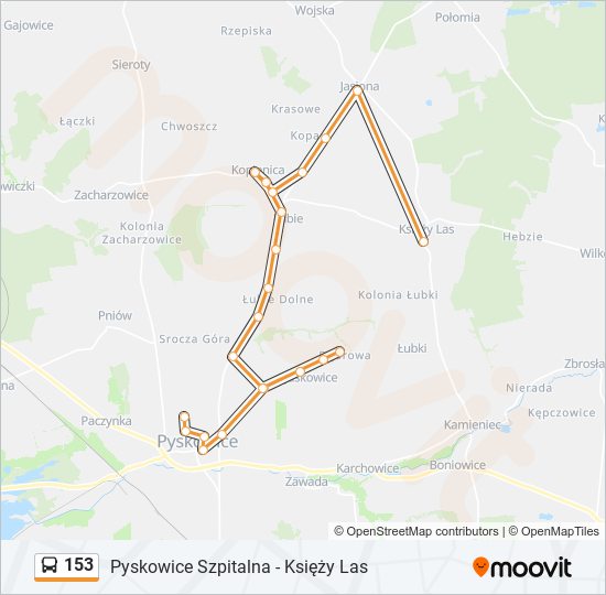 153 bus Line Map