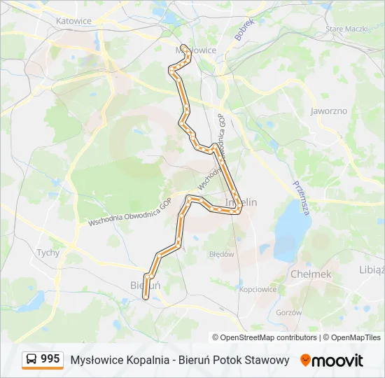 Автобус 995: карта маршрута