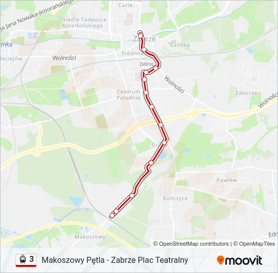 Трамвай 3: карта маршрута