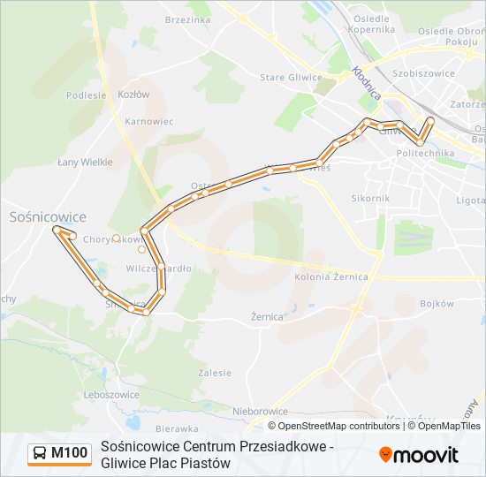 M100 bus Line Map