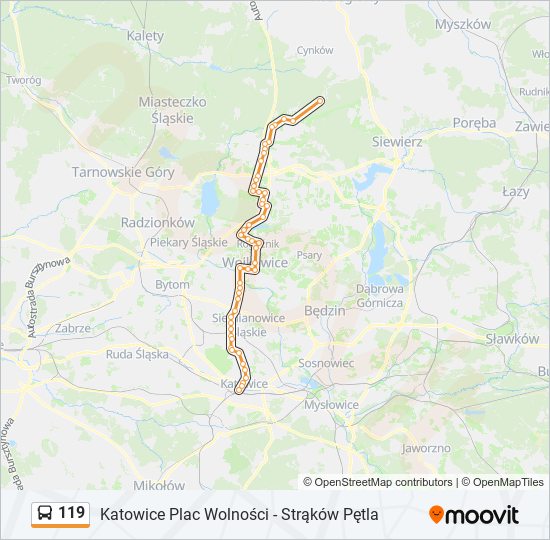 119 bus Line Map