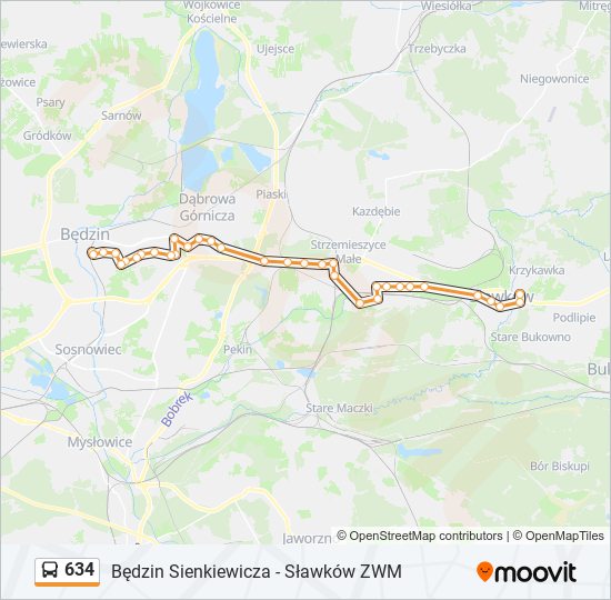 634 bus Line Map