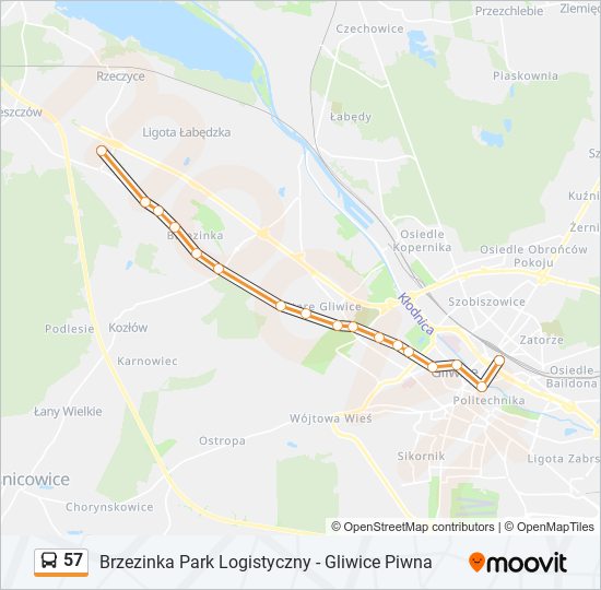 57 bus Line Map