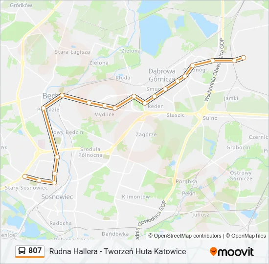 Автобус 807: карта маршрута