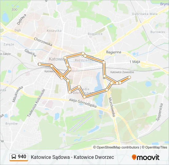Автобус 940: карта маршрута