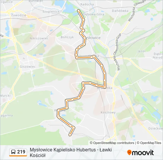 Автобус 219: карта маршрута