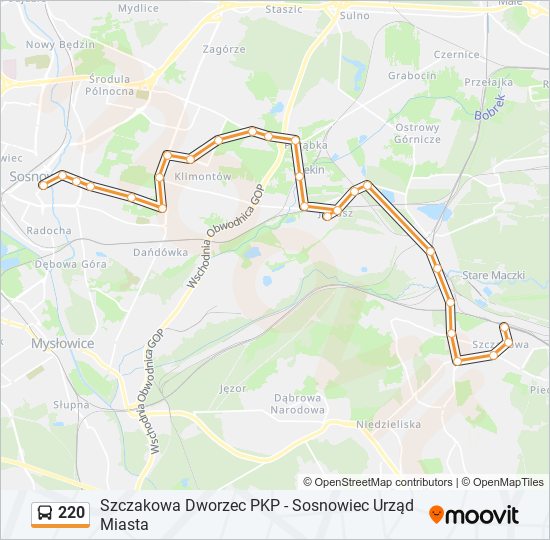 220 bus Line Map