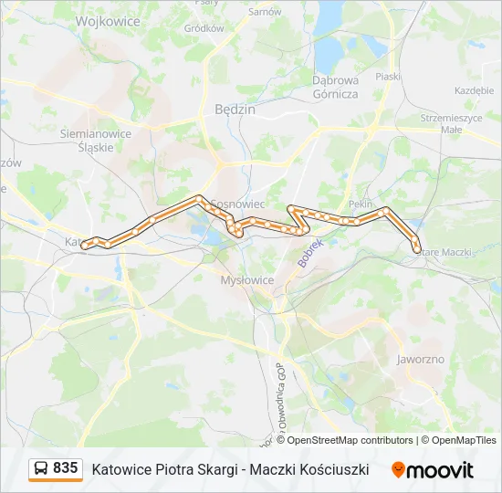 Автобус 835: карта маршрута