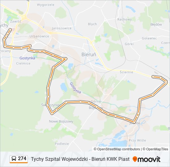 274 bus Line Map