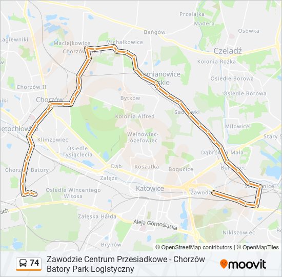 74 bus Line Map