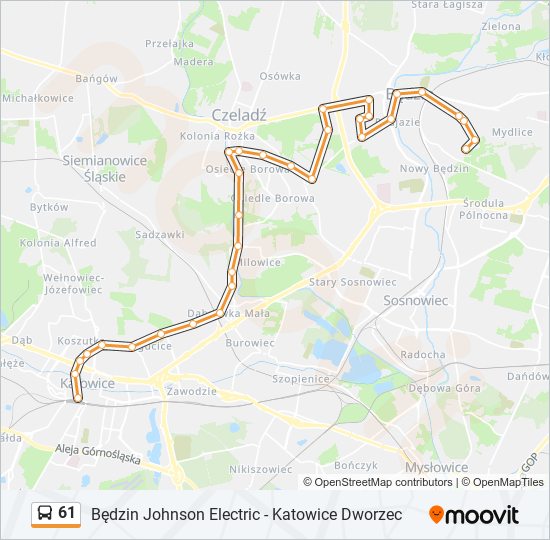 61 bus Line Map