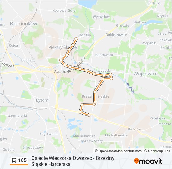 185 bus Line Map