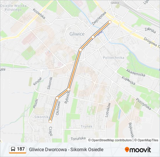 187 bus Line Map