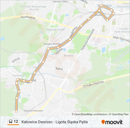 Автобус 12: карта маршрута