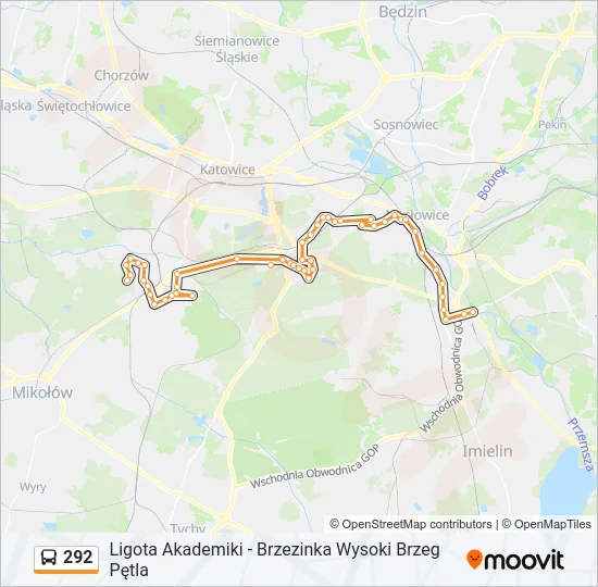 Автобус 292: карта маршрута