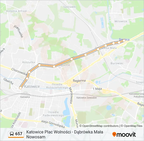 Автобус 657: карта маршрута