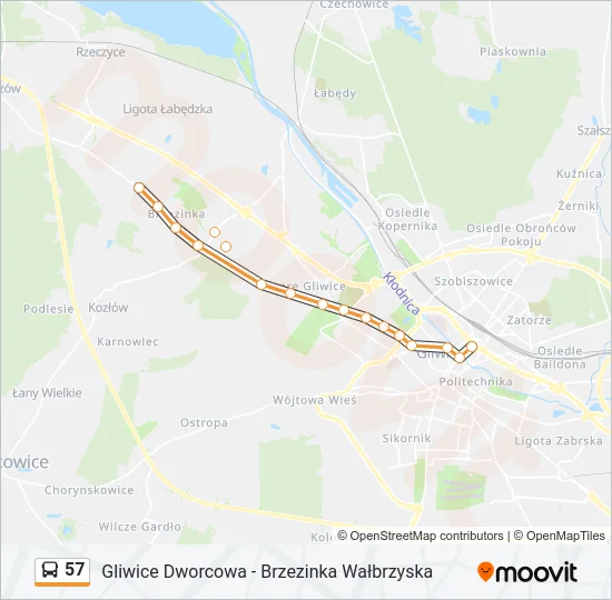 Автобус 57: карта маршрута
