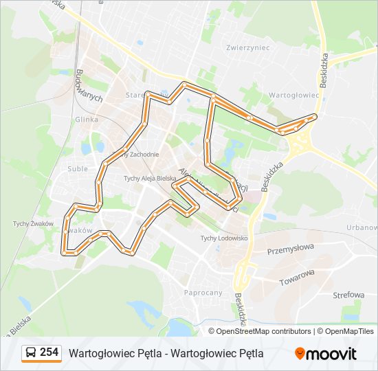 254 bus Line Map