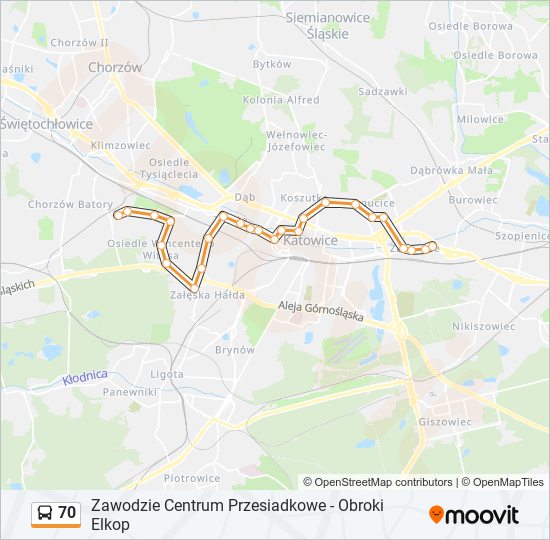 70 bus Line Map