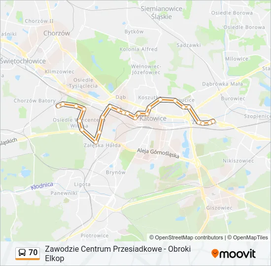 70 Bus Line Map
