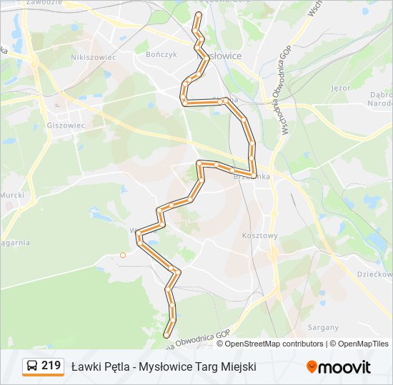 219 bus Line Map