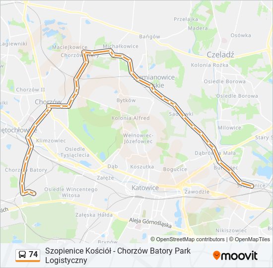 74 bus Line Map