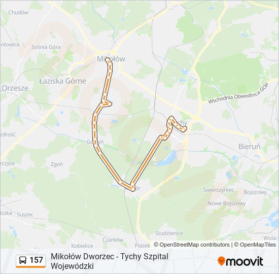 157 bus Line Map