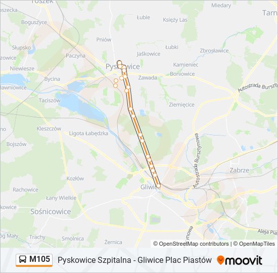 M105 bus Line Map