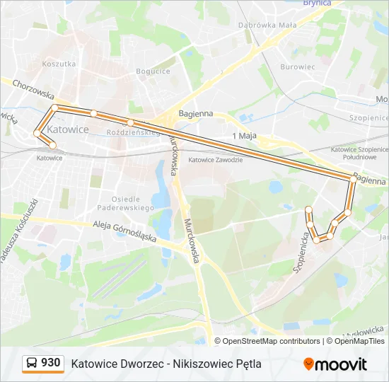 Автобус 930: карта маршрута